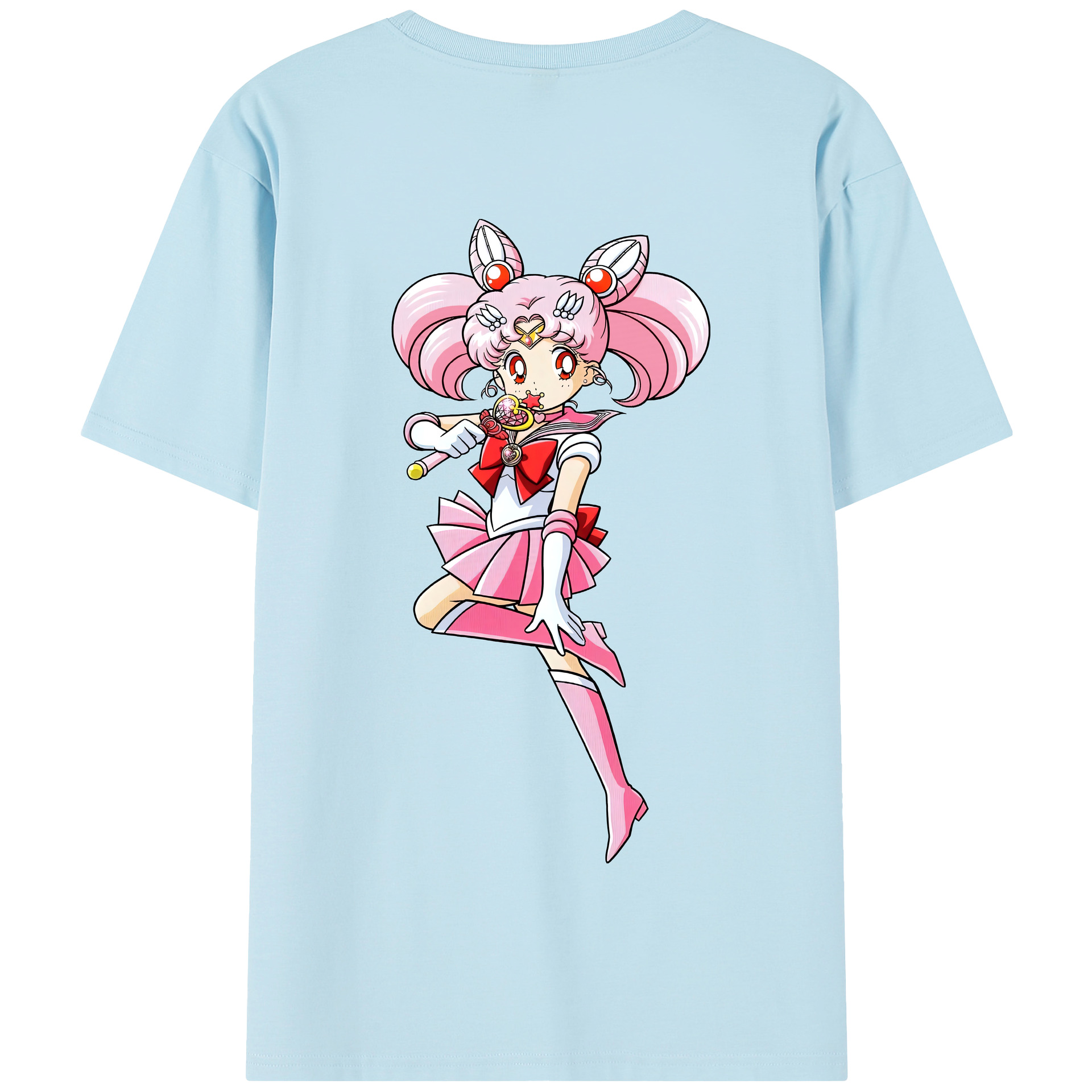 （画像用） 美少女戦士セーラームーン ちびうさ Sailor Moon Chibiusa Tsukino Usagi Small Lady Serenity 綿100％半袖Tシャツ（背面プリント）